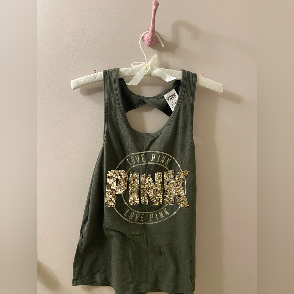 PINK Victoria's Secret Olive Green Tank Top
